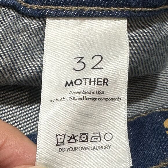 Mother SNACKS! Size 32 The Smoothie Carpenter Sneak Jeans Blue Denim NWT $238 - Picture 9 of 16
